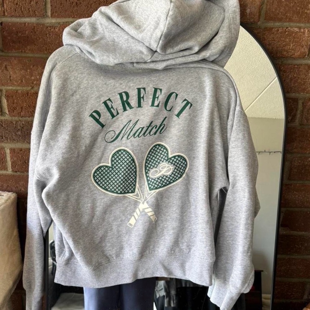 PINK Victoria's Secret Light Gray Zip-Up Hoodie